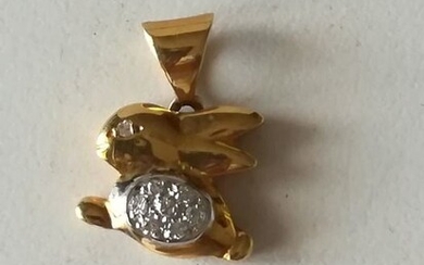18 kt. White gold, Yellow gold - Pendant - 0.12 ct Diamond