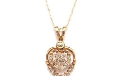 18 kt. Yellow gold - Necklace with pendant - 0.30 ct Diamonds - No Reserve Price