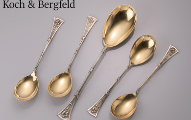 18 piece ice cutlery , 800 silver, german 1895-1900, pure...