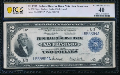 1918 $2 San Francisco FRBN PMG 40