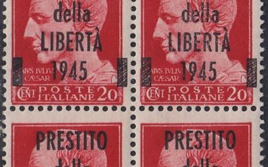 1945 - Emissione Imperiale, c. 20 Giulio Cesare carminio blocco...