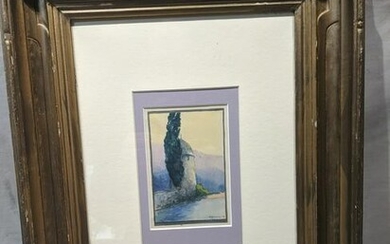 1968 Signed Kimmonds Building & Tree Watercolor