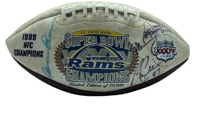 1999 CHAMPION ST. LOUIS RAMS AUTOGRAPHED FOOTBALL