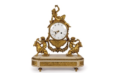 19th C Bronze Louis XVI mantel clock