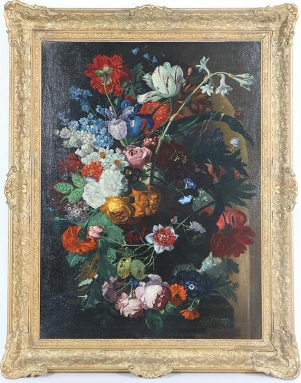 19th C. Dutch Floral Still Life, Signed O/C