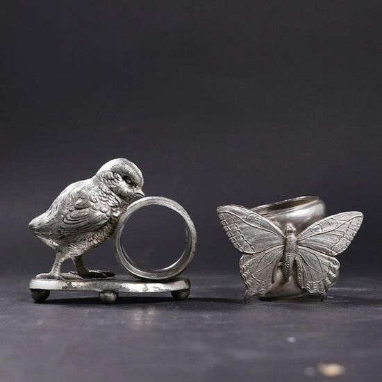 [2] Silver Plate Figure Napkin Holders Butterfly, Chick