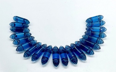20pc Rene Lalique Glass Bracelet Beads, Renaissance
