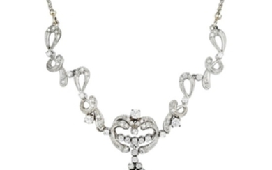 A 14K Gold Diamond and Aquamarine Necklace