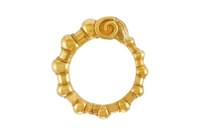 22k Gold Ram Bangle Bracelet