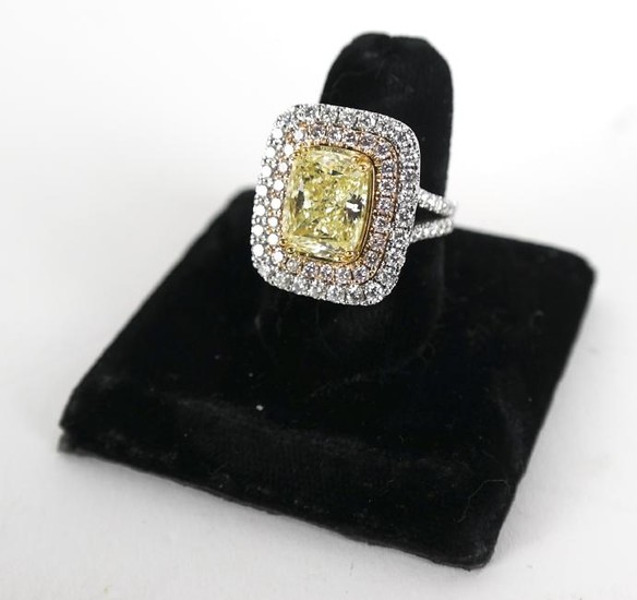 GIA 18k White Gold Yellow Diamond Ring