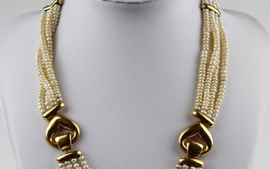 24 kt. Gold, Natural pearls - Bracelet, Earrings, Necklace