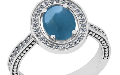 2.60 Ctw I2/I3 Aquamarine And Diamond 14K White Gold Engagement Ring