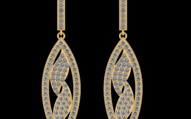 3.52 Ctw VS/SI1 Diamond 14K Yellow Gold Dangling Earrings