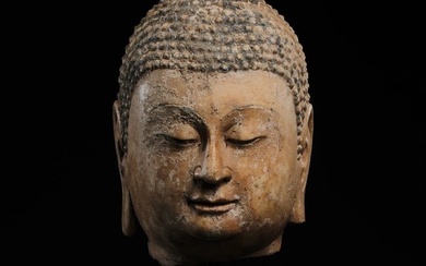4TH-6TH CENTURY WHITE MARBLE BUDDHA HEAD, NORTHERN WEI DYNASTY