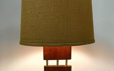 50s Modern Walnut Table Lamp with Metal Rods. Period sh