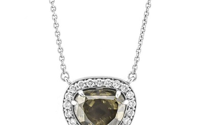 5.67 Tcw Green Diamond Pendant - Platinum, White gold - Necklace with pendant - 5.00 ct Diamond - 0.67 ct Diamonds - No Reserve Price