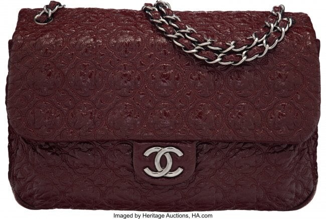 58197: Chanel Burgundy Quilted Calfskin Leather "Rock i