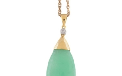 A jadeite jade and diamond pendant