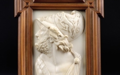 An ivory relief, portrait of an ancient hero