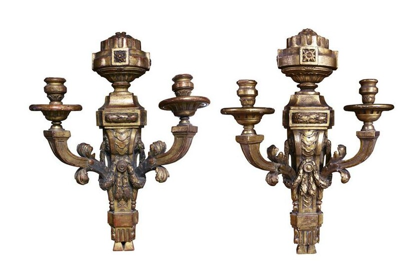 A Pair of Neoclassical gilt wood wall sconces