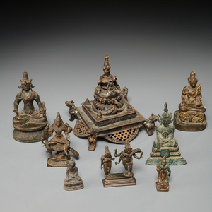 (8) small bronze Hindu and Buddhist figures
