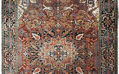 8 x 11 Red Semi-Antique Persian Heriz Rug