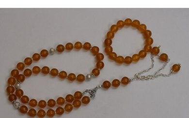 91g. Natural Baltic amber set necklace bracelet vintage