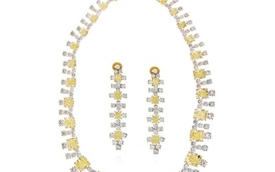 94.65 cts Radiant Cut Fancy Yellow Diamond Infinity Necklace