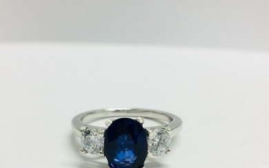 950 Platinum - Ring - 1.35 ct Sapphire - Diamond