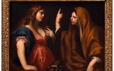 ANDREA VACCARO (Naples, 1604 - 1670) Martha and Magdalene Oil...