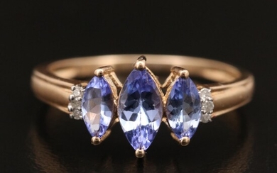 9K Tanzanite and Diamond Ring