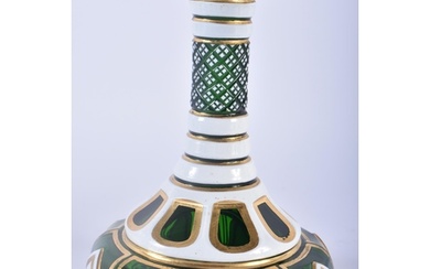 A 19TH CENTURY BOHEMIAN GREEN AND WHITE ENAMELLED GLASS VASE...