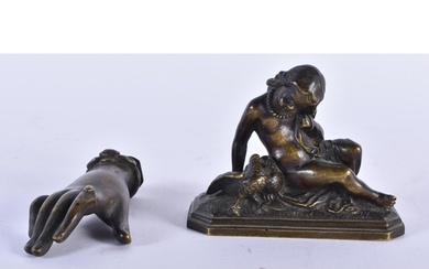 A 19TH CENTURY BRONZE FIGURE OF A SEATED FEMALE modelled bes...