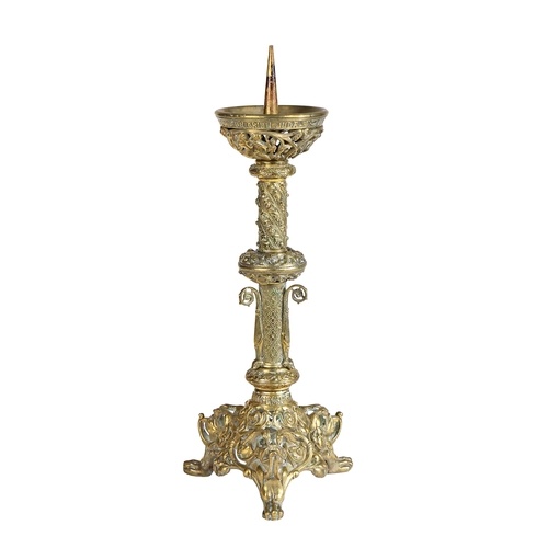 A 19th century Gothic-Revival brass candlestick The pricke...
