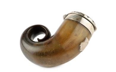 A 19th century Scottish silver mounted horn snuff mull, with...