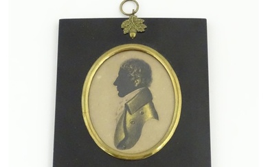 A 19thC silhouette portrait miniature depicting Charles Lamb...
