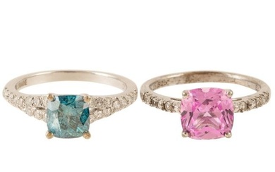 A 2.10ct Blue Diamond Ring & Pink Sapphire Ring