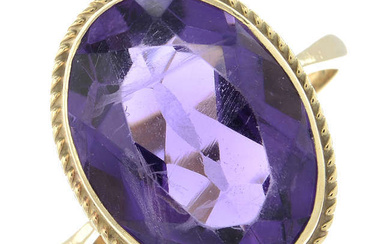 A 9ct gold amethyst single-stone ring.