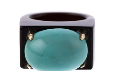 A Bold Turquoise & Black Onyx Ring