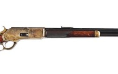 (A) FACTORY ENGRAVED DELUXE WINCHESTER MODEL 1876 LEVER ACTION RIFLE IN THE STYLE OF A 1 OF 1000.