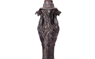 A FRENCH CAST IRON LAMP BASE, 19TH CENTURY