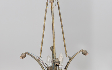 A FRENCH MID-20TH CENTURY GILDED METAL CEILING LIGHT IN THE ART DECO TASTE.