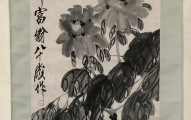 A Fabulous Chinese Ink Painting Hanging Scroll By Qi Baishi