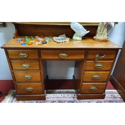 A Fantastic 19th Century Walnut Kneehole Desk with centre dr...