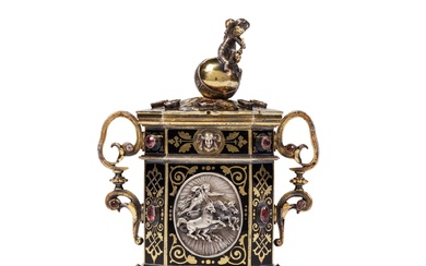 A French Parcel-Gilt Silver, Jewel, and Enamel Vesta Box, Jules Wièse for François-Désiré Froment-Meurice, Paris, Circa 1848