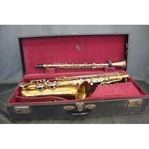 A French brass silver-plated and mother of pearl saxophone f...