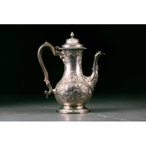 A George III silver coffee pot. London 1764 no makers mark f...