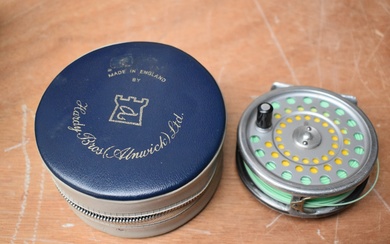 A Hardy Marquis #7 fly reel with line in original case
