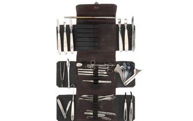 A Largely Complete French Pocket Veterinary Surgical Instrument Set