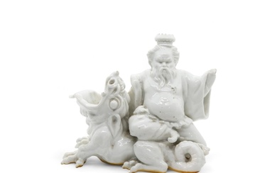 A MEISSEN FIGURAL GROUP OF A SEATED MAN ON A DRAGON 18th / 1...